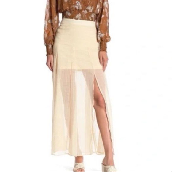 REVOLVE Dresses & Skirts - Final Price! NWT NSR Ariel Overlay Maxi Slit Skirt Pastel Yellow